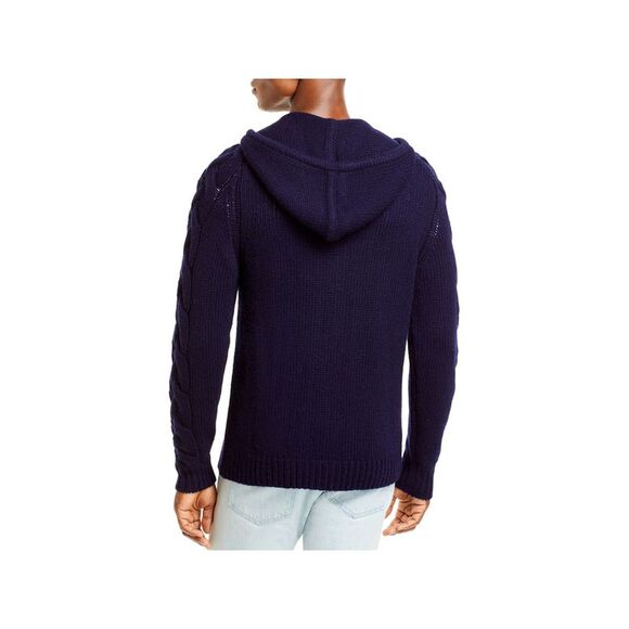 THE MENS STORE Mens Navy Collarless Full Zip Wool Blend Sweater XXL - Picture 2 of 4